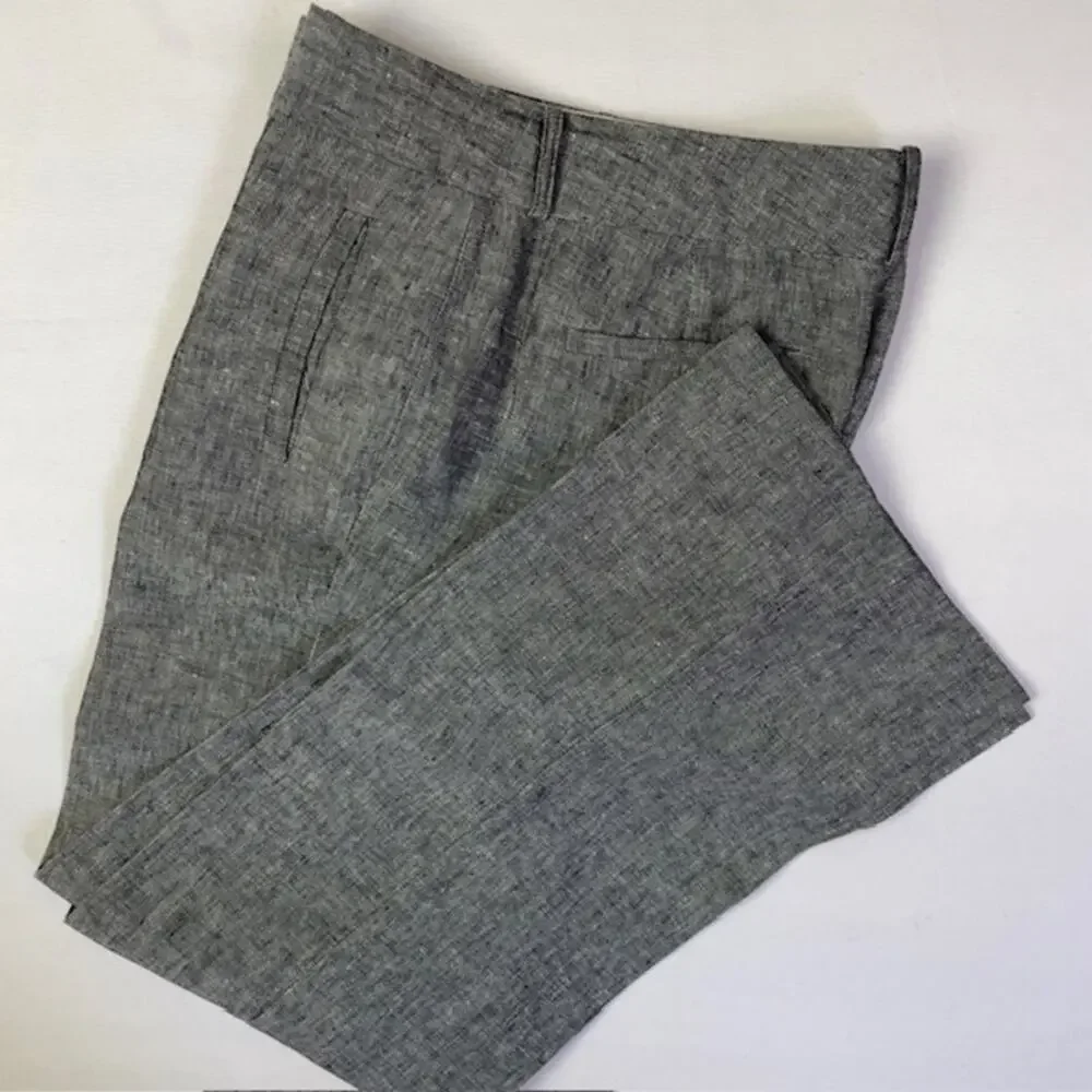Banana Republic Martin Fit Linen Pants Gray Tailored Career Size 8